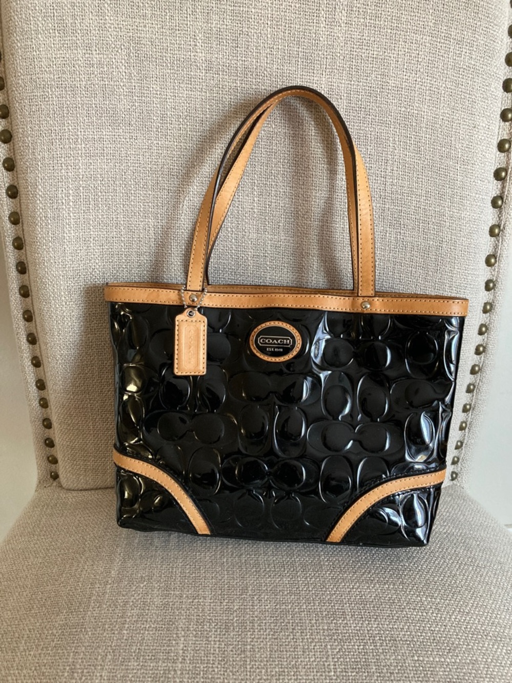 Coach Black and Tan Tote Bag